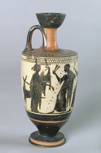Attische zwartfigurige lekythos met Apollo en zijn Muzen door Greek